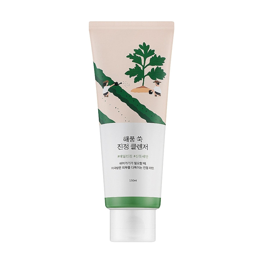 Заспокійлива очищувальна пінка для обличчя Round Lab Mugwort Calming Cleanser з морським полином, 150 мл